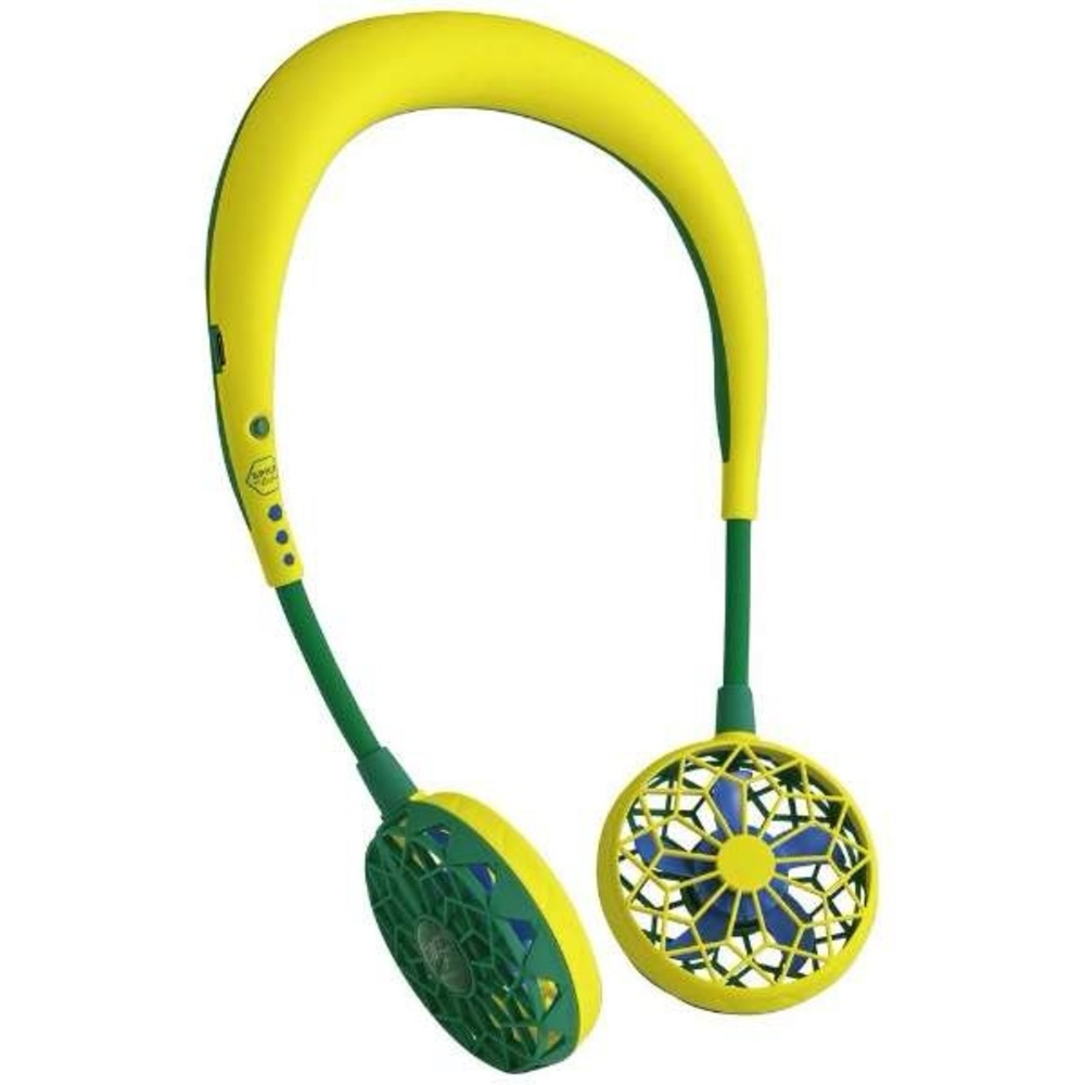 Portable Neck Fan, USB Rechargeable Battery Green/Yellow (BRAND NEW)